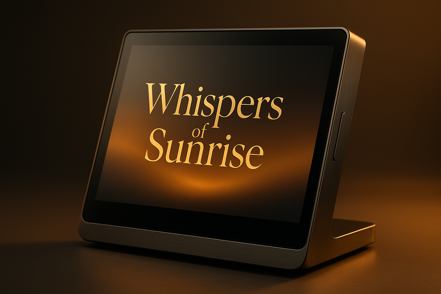 elegant modern device with whispers of Sunrise written on the screen